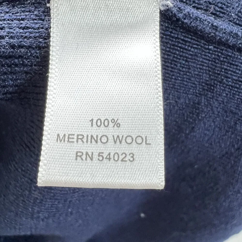 Banana Republic Extra Fine Merino Wool Sweater Mens Medium Navy 1/4 Snap Mock